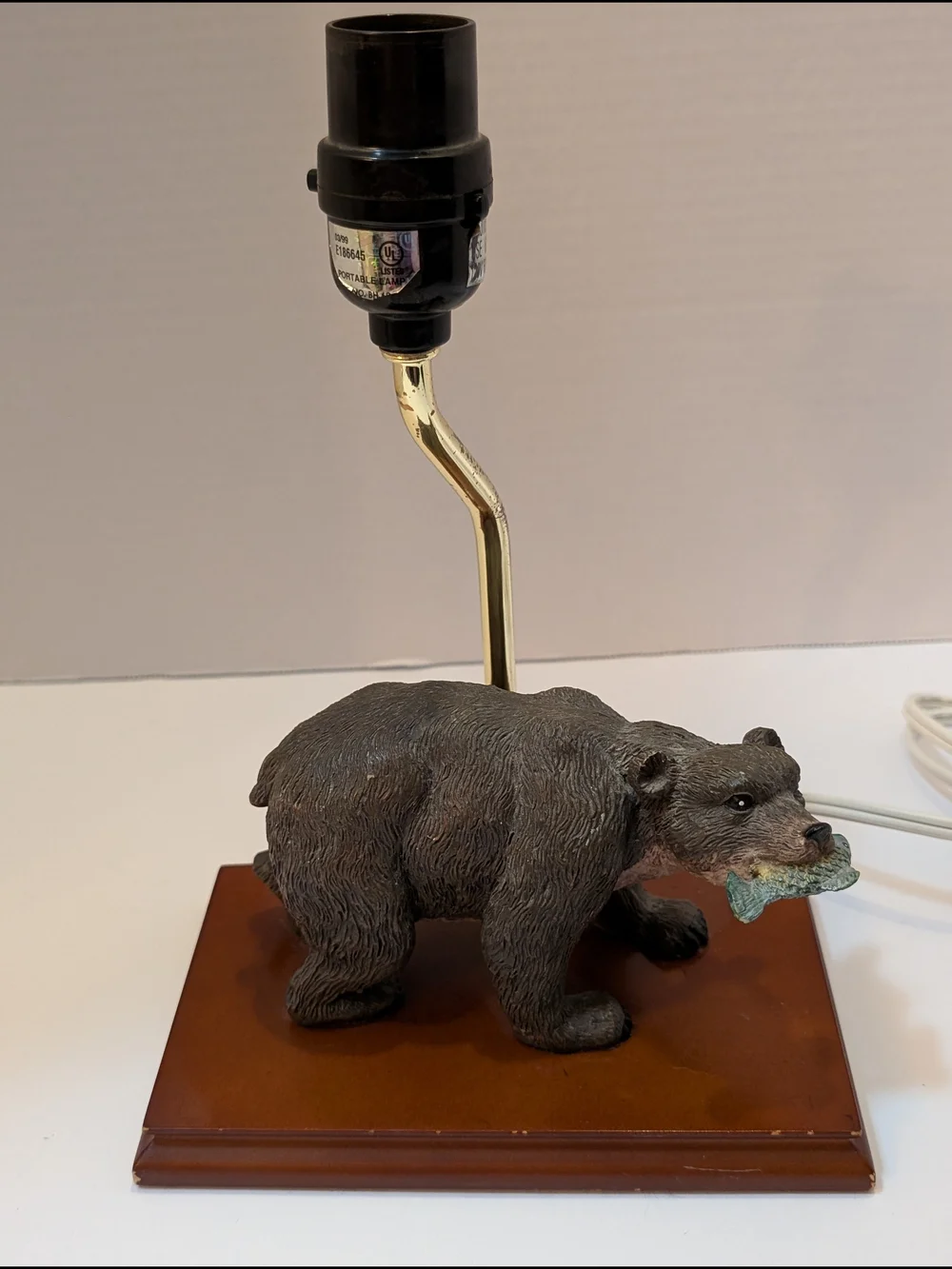Bear Table Lamp Base in Brown with Gold Accent